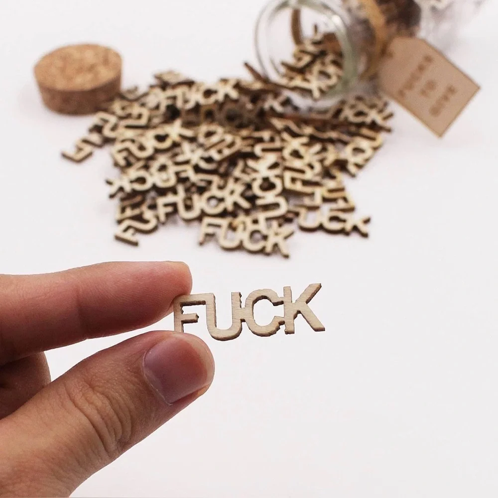 Fcks to Give Jar Funny Gag Gift Wooden Letter Bottle